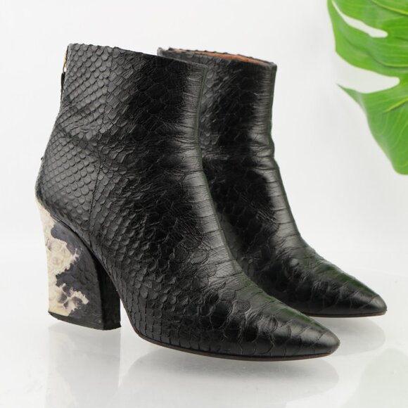 And Other Stories Womens Boots Size 39 8 Black Python Pointed Block Heel Italy - Picture 12 of 14
